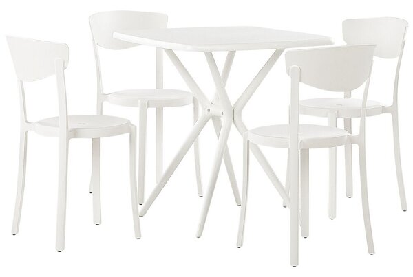 Trädgårdsset med bord och 4 stolar vit SERSALE / VIESTE Beliani