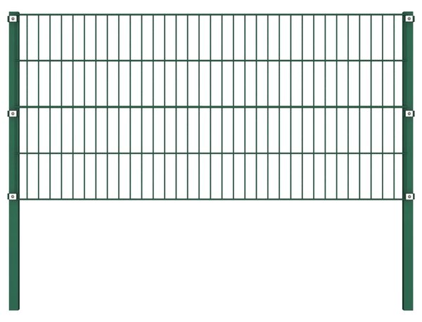 Stängselpanel med stolpar järn 1,7x0,8 m grön