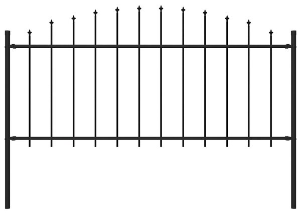 Trädgårdsstaket med spjuttopp stål (0,5-0,75)x1,7 m svart