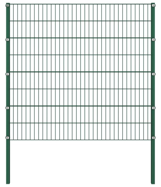Stängselpanel med stolpar järn 1,7x1,6 m grön