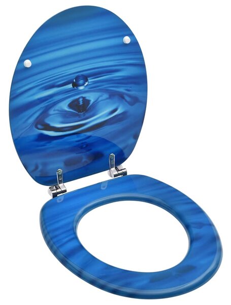 Toalettsits med lock MDF vattendroppar blå