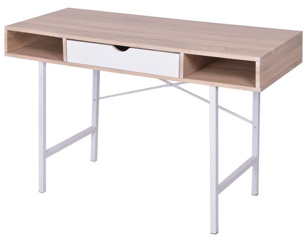 Skrivbord med 1 låda ek och vit