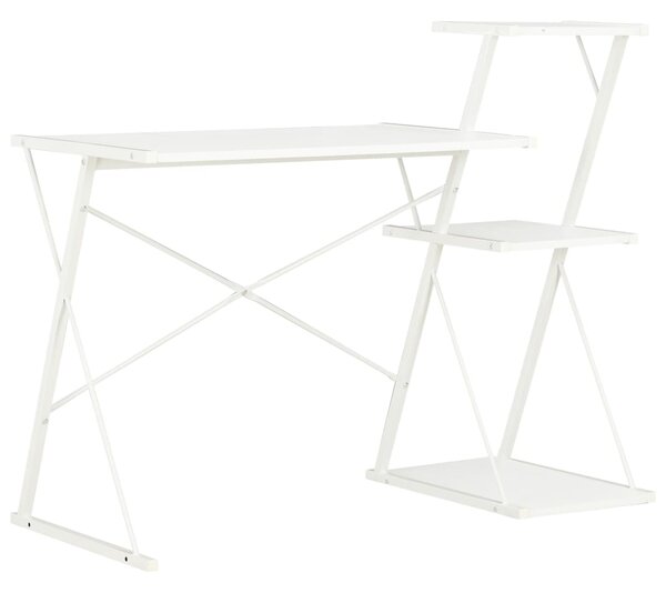 Skrivbord med hylla vit 116x50x93 cm