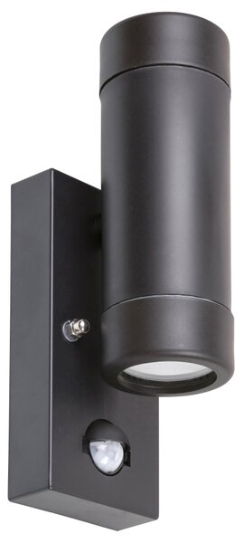 Rabalux 8835 - Utomhus Väggbelysning med sensor MEDINA 2xGU10/10W/230V IP44 svart