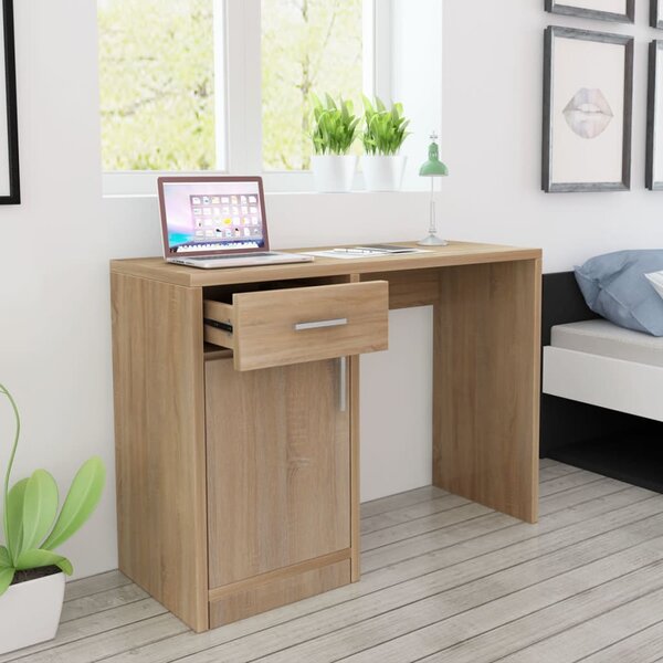 Skrivbord med låda och skåp ek 100x40x73 cm