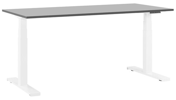Elektriskt Justerbart Skrivbord Svart Trä Bordsskiva Pulverlackerad Vit Stålram Sitta/Stå 180 x 80 cm Modern Design Beliani