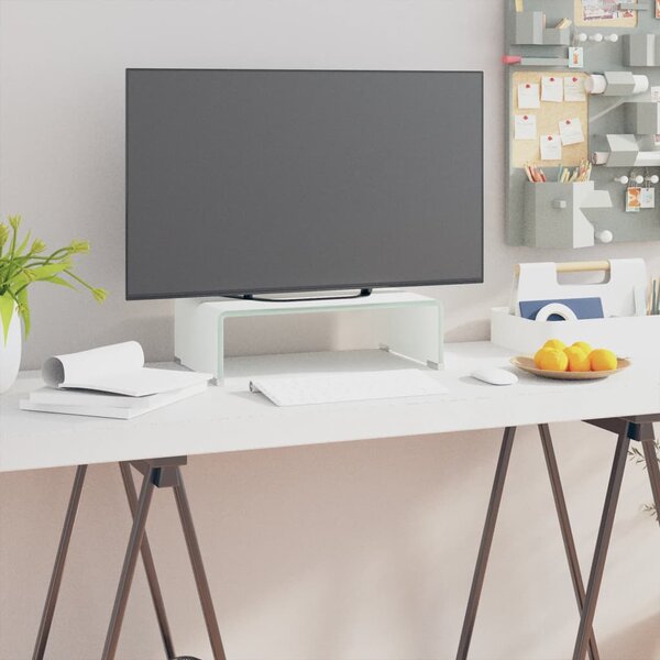 TV-bord glas vit 40x25x11 cm