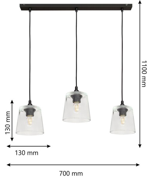 Ljuskrona med snöre LUCEA 3xE27/15W/230V