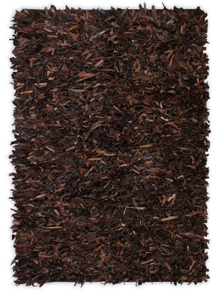 Shaggy-matta äkta läder 80x160 cm brun