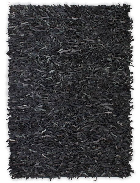 Shaggy-matta äkta läder 80x160 cm grå