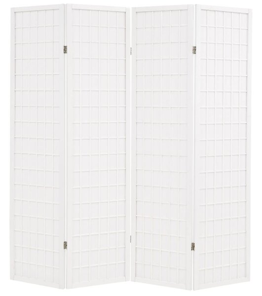 Rumsavdelare med 4 paneler japansk stil 160x170 cm vit