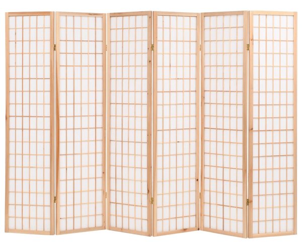 Rumsavdelare med 6 paneler japansk stil 240x170 cm naturlig