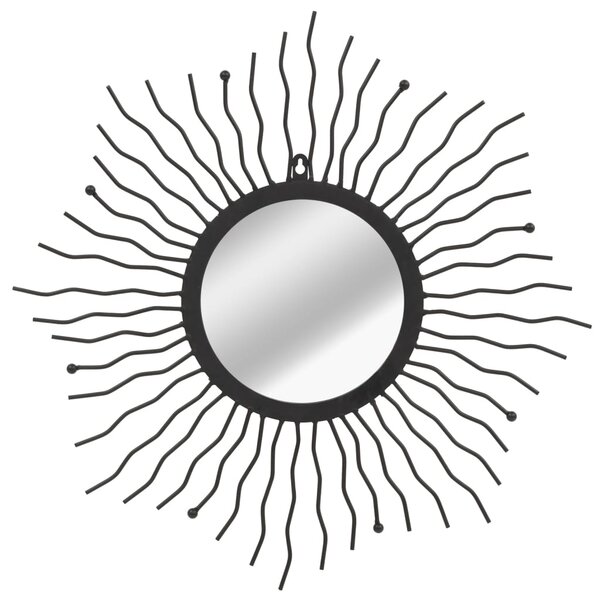Väggspegel sol 60 cm svart