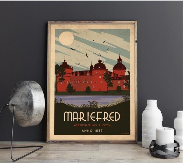 Mariefred - Art deco poster - A4