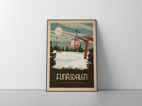 Funäsdalen - Art deco poster - A4
