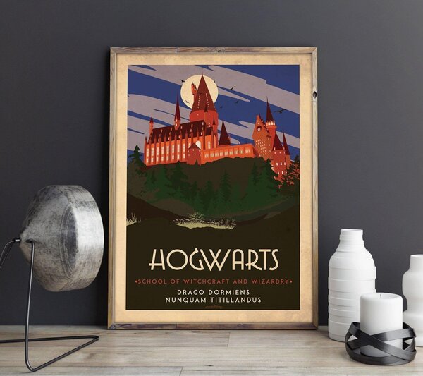 Art deco - Hogwarts - World collection poster - A4
