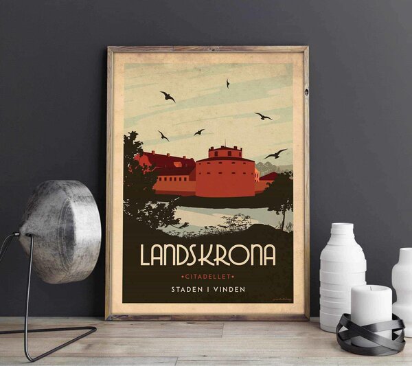 Landskrona - Art deco poster - A4