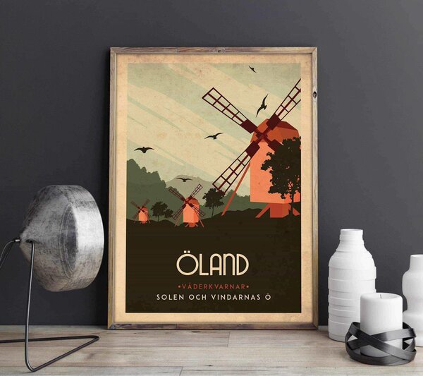 Öland - Art deco poster - A4