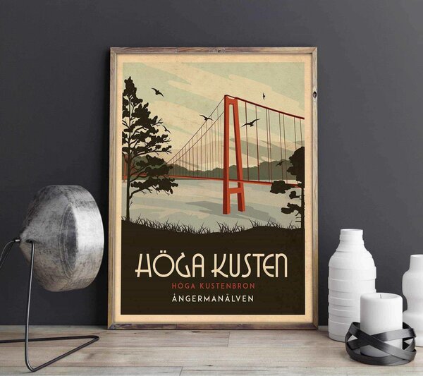 Höga kusten - Art deco poster - A4