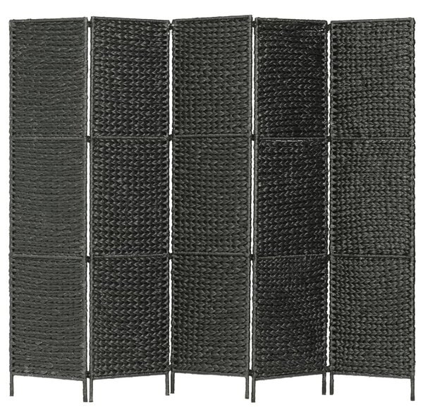 Rumsavdelare 5 paneler vattenhyacint 193x160 cm svart