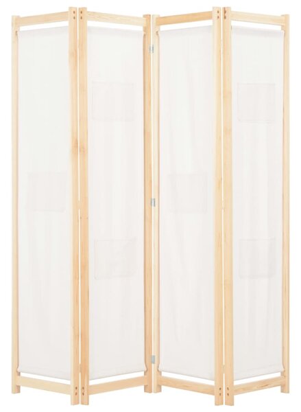 Rumsavdelare 4 paneler 160x170x4 cm gräddvit tyg