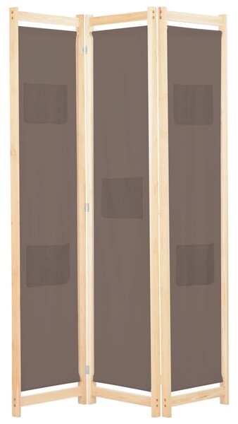 Rumsavdelare 3 paneler 120x170x4 cm brun tyg