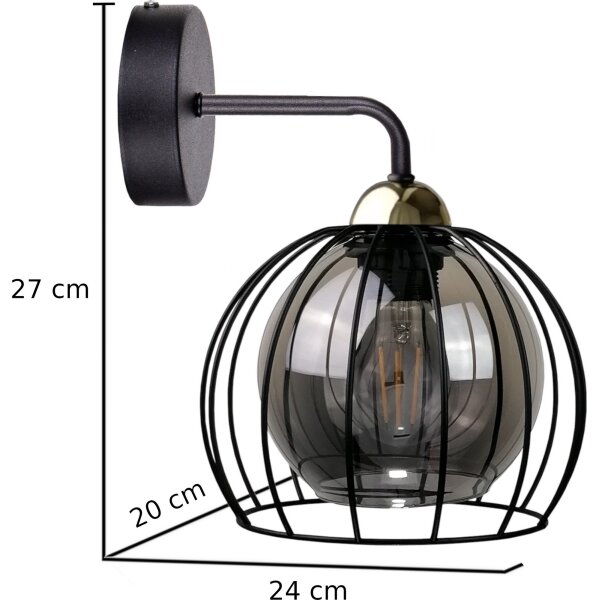 Vägglampa SOLO BLACK 1xE27/60W/230V svart/gyllene