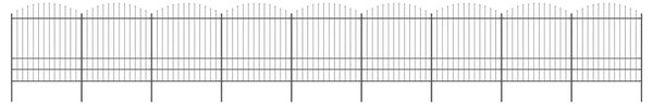 Trädgårdsstaket med spjuttopp stål (1,75-2)x15,3 m svart