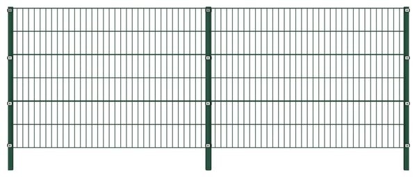 Stängselpanel med stolpar järn 3,4x1,2 m grön