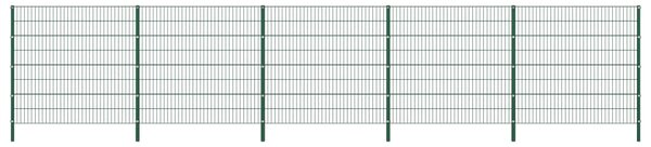 Stängselpanel med stolpar järn 8,5x1,6 m grön