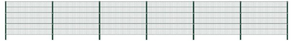 Stängselpanel med stolpar järn 10,2x1,2 m grön
