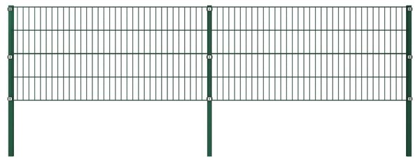 Stängselpanel med stolpar järn 3,4x0,8 m grön