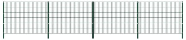 Stängselpanel med stolpar järn 6,8x1,2 m grön
