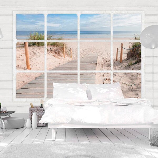 Fototapet - Window & beach - 100x70