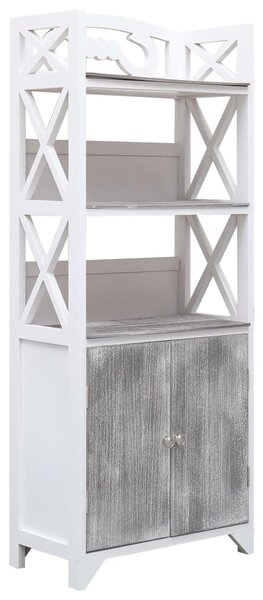 Badrumsskåp vit och grå 46x24x116 cm paulownia