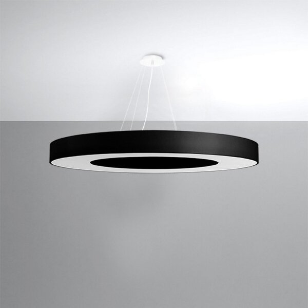 Solcellslux SL.0798 - Ljuskrona med upphängningsrem SATURNO SLIM 8xE27/60W/230V diameter 90 cm svart