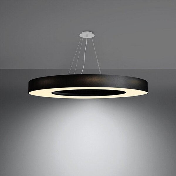 Solcellslux SL.0798 - Ljuskrona med upphängningsrem SATURNO SLIM 8xE27/60W/230V diameter 90 cm svart