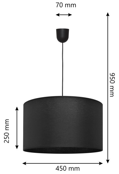 Ljuskrona med snöre ALBA 1xE27/15W/230V d.45 cm svart