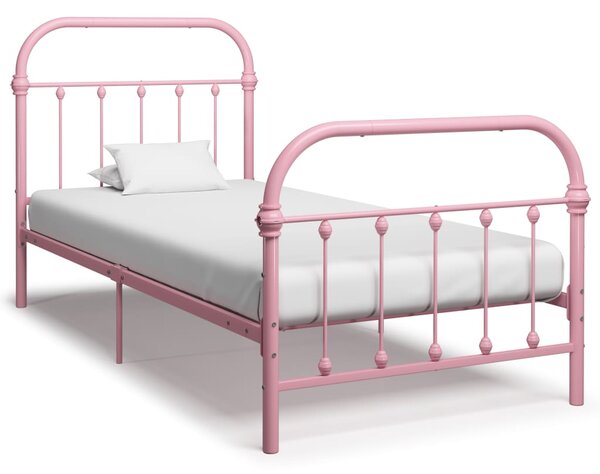 Sängram rosa metall 100x200 cm