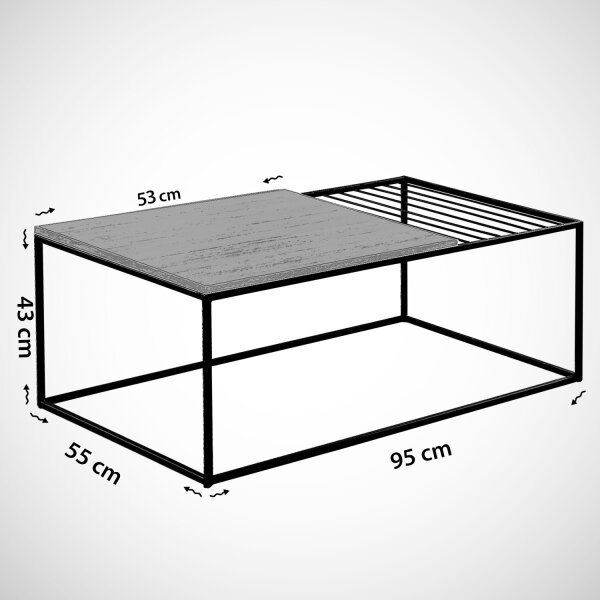 Soffbord ZINUS 43x95 cm svart