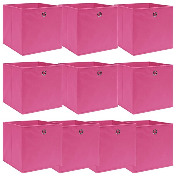 Förvaringslådor 10 st rosa 32x32x32 cm tyg