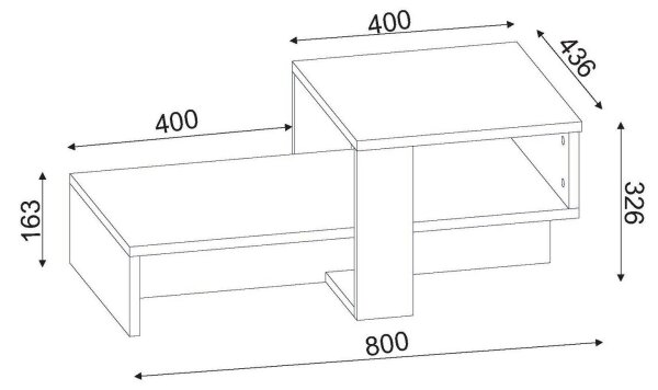 Soffbord CHAIN 90x43,6 cm brun/vit