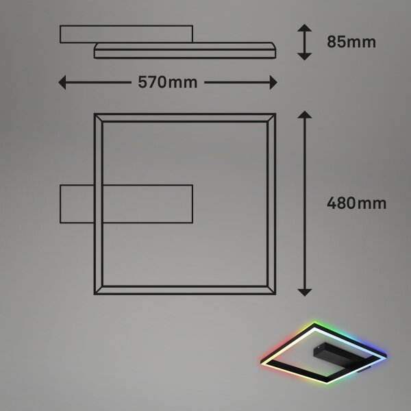 Brilo - LED RGBW Ljusreglerad fäst ljuskrona FRAME LED/18W/230V 2700-6500K+ +Fjärrkontrol