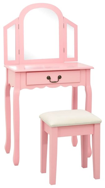 Sminkbord med pall rosa 65x36x128 cm kejsarträ MDF