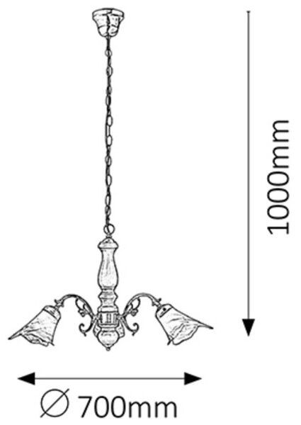 Rabalux 7093 - Ljuskrona på kedja RUSTIC 3 3xE14/40W/230V