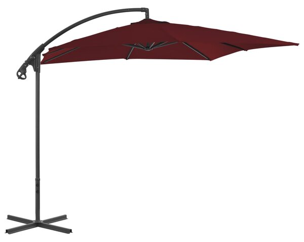 Frihängande parasoll med stålstång 250x250 cm vinröd