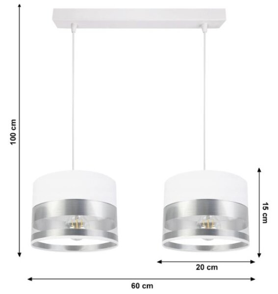 Ljuskrona med snöre MILO 2xE27/60W/230V silver