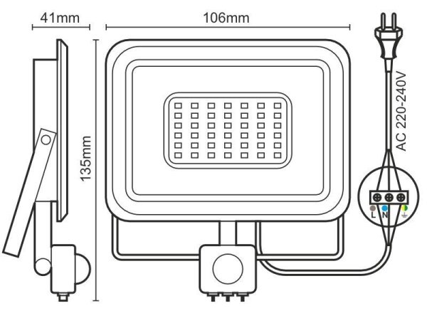 LED strålkastare med sensor LED/10W/230V 4000K IP44