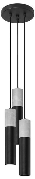 Sollux SL.1081 - Ljuskrona med upphängningsrem BORGIO 3xGU10/40W/230V betong/metall svart