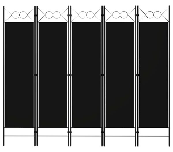 Rumsavdelare 5 paneler svart 200x180 cm